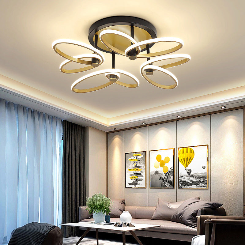 Butterfly LED Semi Flush Modern Acrylic Living Room Flush Ceiling Light Fixture in Gold Clearhalo 'Ceiling Lights' 'Close To Ceiling Lights' 'Close to ceiling' 'Semi-flushmount' Lighting' 2241196
