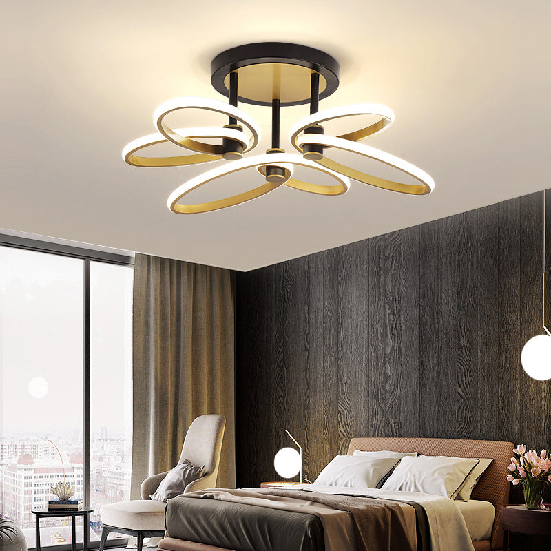 Butterfly LED Semi Flush Modern Acrylic Living Room Flush Ceiling Light Fixture in Gold Clearhalo 'Ceiling Lights' 'Close To Ceiling Lights' 'Close to ceiling' 'Semi-flushmount' Lighting' 2241199