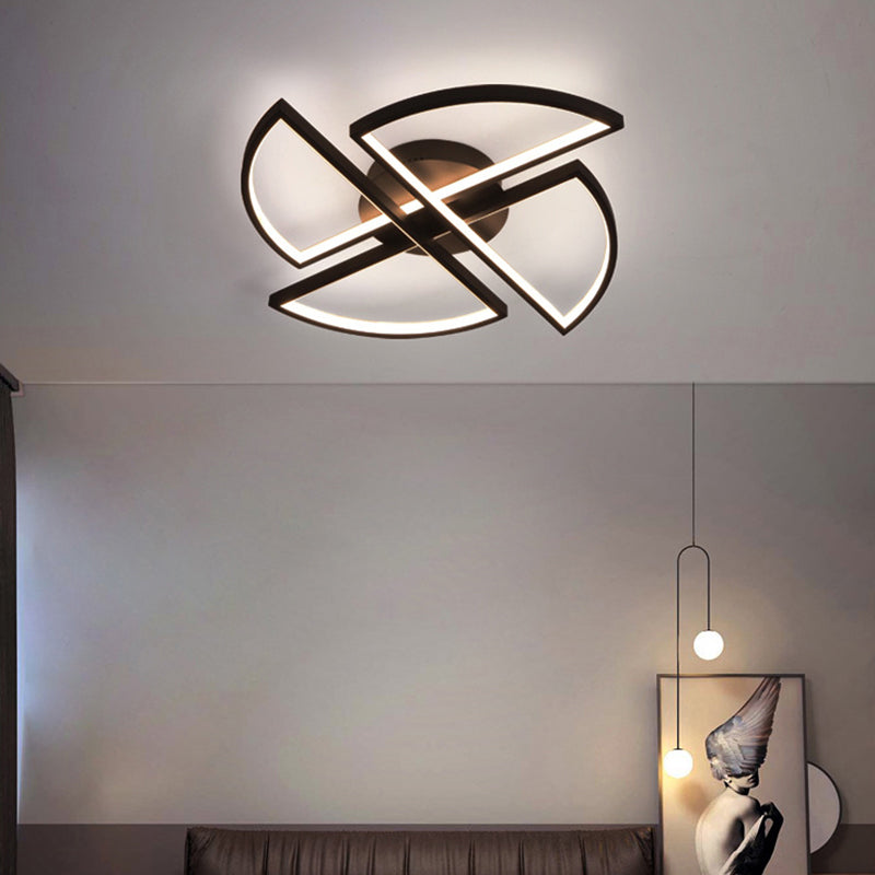 Aluminum Windmill LED Flush Light Simplicity Black Ceiling Flush Mount for Living Room Black 25.5" Clearhalo 'Ceiling Lights' 'Close To Ceiling Lights' 'Close to ceiling' 'Flush mount' Lighting' 2241206