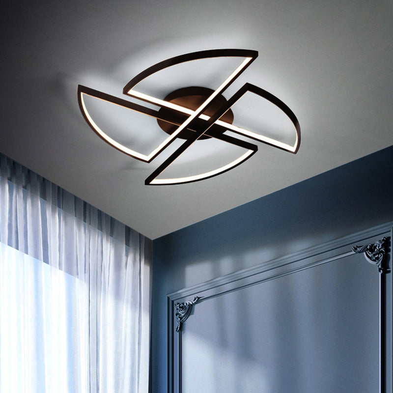 Aluminum Windmill LED Flush Light Simplicity Black Ceiling Flush Mount for Living Room Black 31.5" Clearhalo 'Ceiling Lights' 'Close To Ceiling Lights' 'Close to ceiling' 'Flush mount' Lighting' 2241209