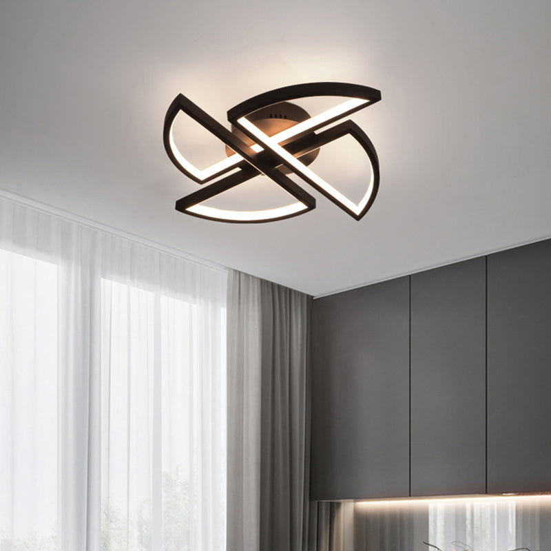 Aluminum Windmill LED Flush Light Simplicity Black Ceiling Flush Mount for Living Room Black 18" Clearhalo 'Ceiling Lights' 'Close To Ceiling Lights' 'Close to ceiling' 'Flush mount' Lighting' 2241211