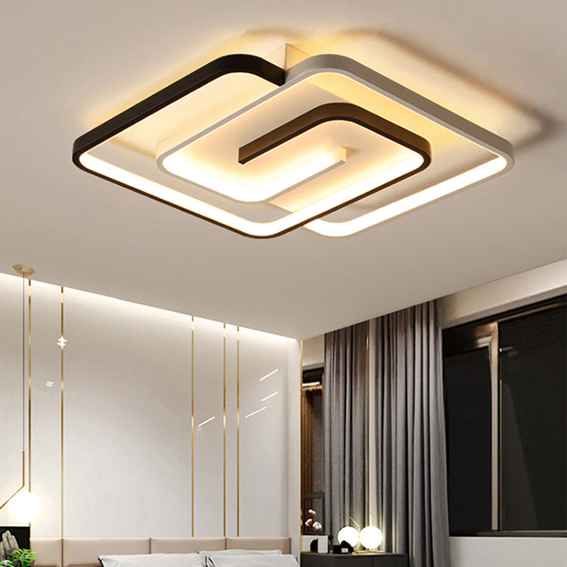 Acrylic Geometric Flush Light Modern Style Black and White LED Flush Ceiling Light Fixture Clearhalo 'Ceiling Lights' 'Close To Ceiling Lights' 'Close to ceiling' 'Flush mount' Lighting' 2241281