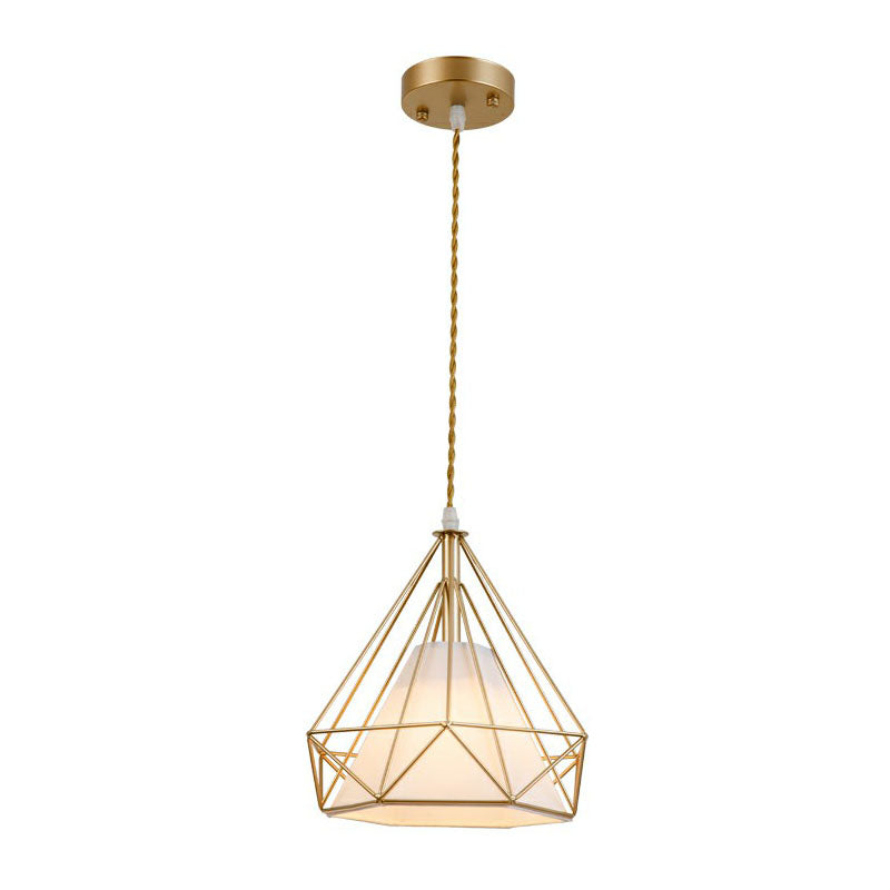 1-Light Pendant Light Antique Diamond Cage Iron Hanging Light Fixture for Dining Room Clearhalo 'Art Deco Pendants' 'Black' 'Cast Iron' 'Ceiling Lights' 'Ceramic' 'Crystal' 'Industrial Pendants' 'Industrial' 'Metal' 'Middle Century Pendants' 'Pendant Lights' 'Pendants' 'Rustic Pendants' 'Tiffany' Lighting' 2241504