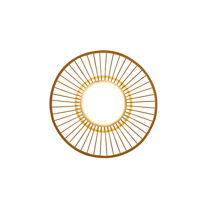 Wheel Shaped Living Room Wall Mount Light Bamboo Simplicity LED Wall Lighting in Wood Clearhalo 'Wall Lamps & Sconces' 'Wall Lights' Lighting' 2241631