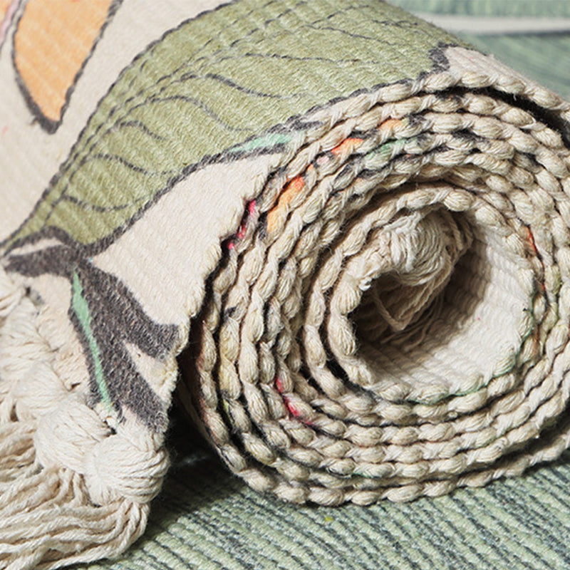 Classic Multi Color Tropical Rug Polyster Plant Printed Area Rug Anti-Slip Backing Machine Washable Carpet for Bedroom Clearhalo 'Area Rug' 'Rug' 2241803