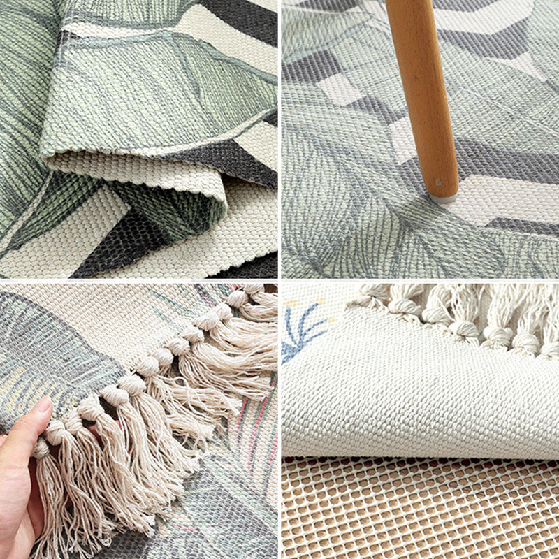 Classic Multi Color Tropical Rug Polyster Plant Printed Area Rug Anti-Slip Backing Machine Washable Carpet for Bedroom Clearhalo 'Area Rug' 'Rug' 2241804