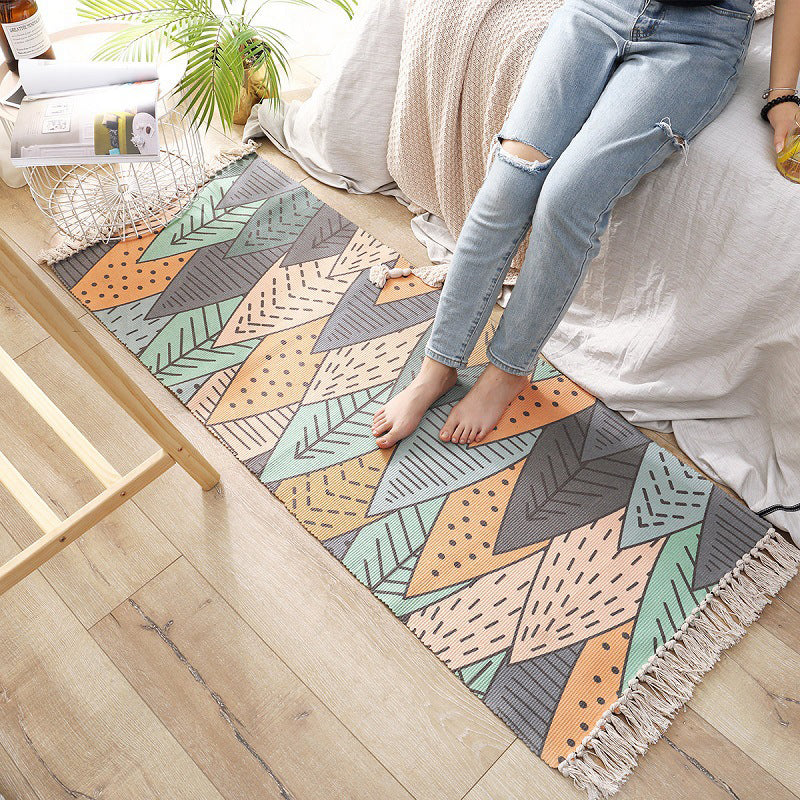 Classic Multi Color Tropical Rug Polyster Plant Printed Area Rug Anti-Slip Backing Machine Washable Carpet for Bedroom Yellow-Red Clearhalo 'Area Rug' 'Rug' 2241806