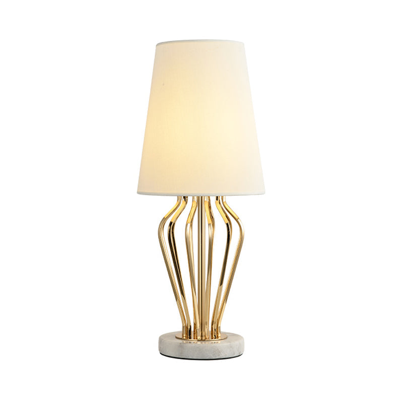 Fabric Black/White Table Light Barrel Shape 1 Light Traditional Reading Lamp for Bedroom, 8.5"/12" Wide Clearhalo 'Lamps' 'Table Lamps' Lighting' 224181