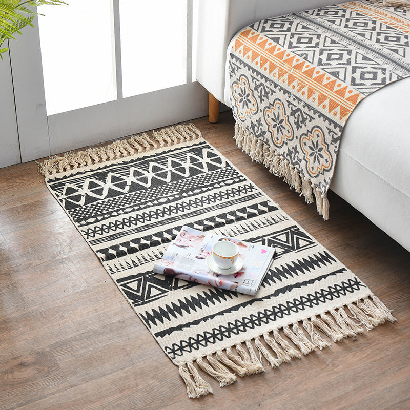 Southwestern Bedroom Rug Multi Color Geometric Print Rug Polypropylene Machine Washable Carpet with Fringe Clearhalo 'Area Rug' 'Rugs' 'Southwestern' Rug' 2241811