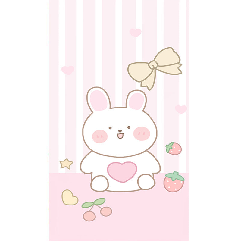 Multi-Color Cartoon Print Rug Polyster Cute Area Rug Easy Care Pet Friendly Indoor Rug for Childrens Room Pink-White Clearhalo 'Area Rug' 'Rug' 2241944