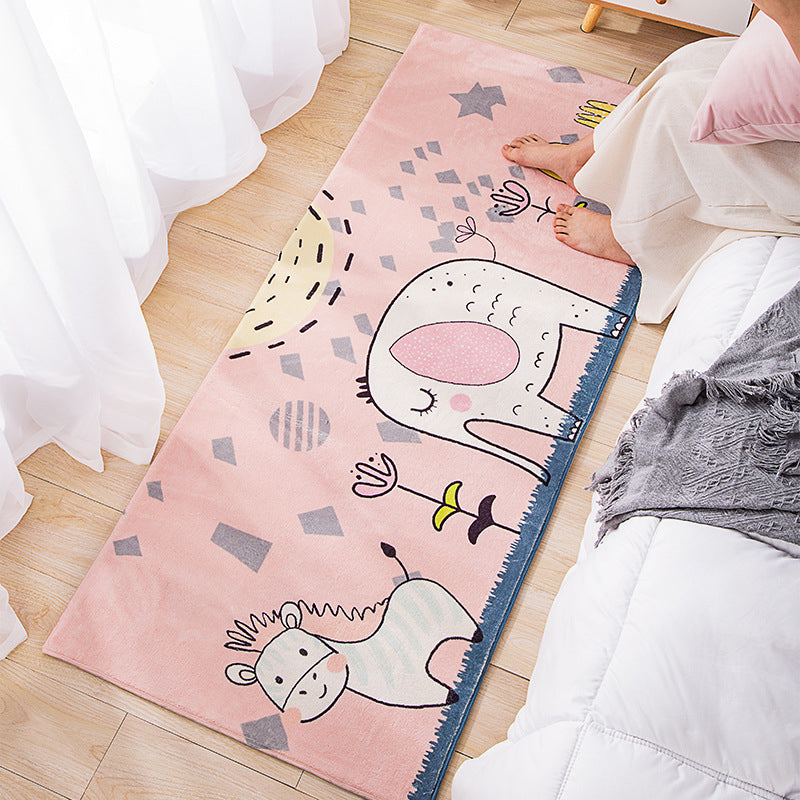 Modern Kids Bedroom Rug Multi Color Cartoon Pattern Area Carpet Polyster Anti-Slip Stain-Resistant Rug Pink Clearhalo 'Area Rug' 'Rug' 2241956