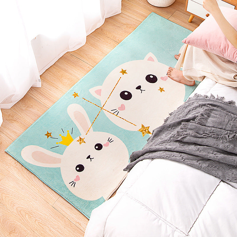 Modern Kids Bedroom Rug Multi Color Cartoon Pattern Area Carpet Polyster Anti-Slip Stain-Resistant Rug Aqua Clearhalo 'Area Rug' 'Rug' 2241957