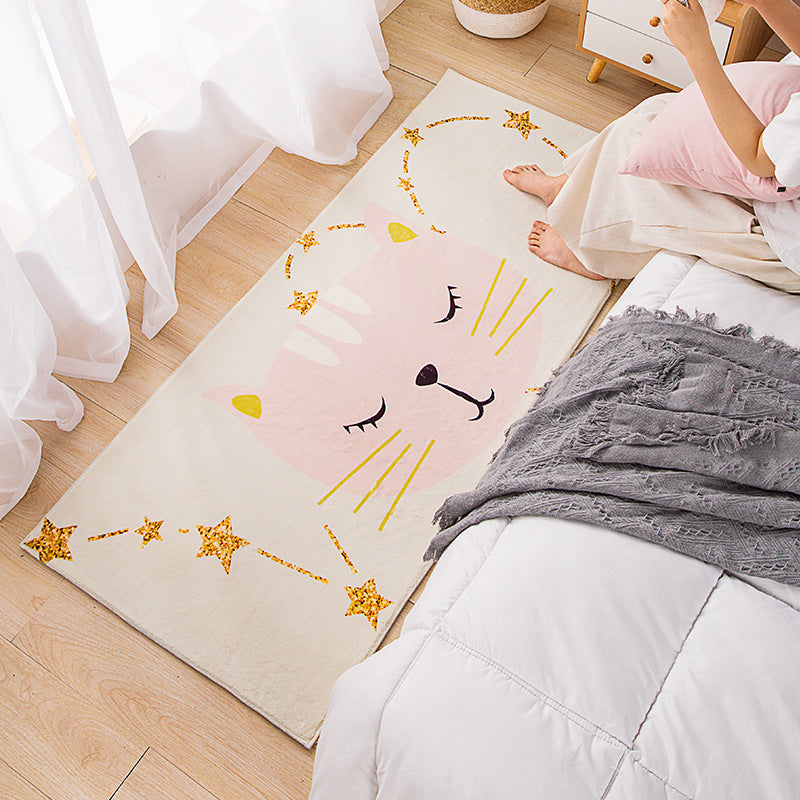Modern Kids Bedroom Rug Multi Color Cartoon Pattern Area Carpet Polyster Anti-Slip Stain-Resistant Rug Pink-Yellow Clearhalo 'Area Rug' 'Rug' 2241959