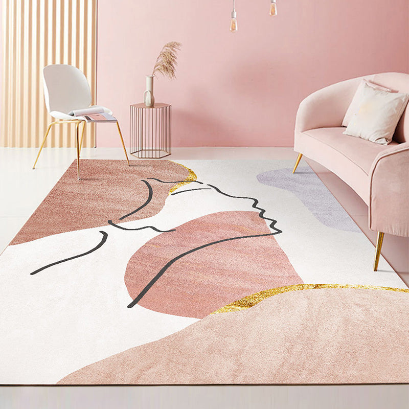 Cute Bedroom Rug Multi-Color Colorblock Rug Polyster Non-Slip Backing Machine Washable Carpet Nude Pink Clearhalo 'Area Rug' 'Rug' 2242180