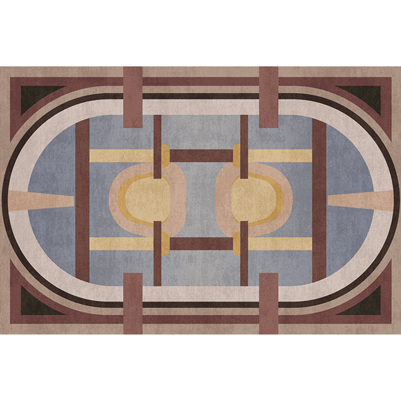 Morandi Color Geometric Rug Synthetics Western Area Rug Non-Slip Backing Machine Washable Carpet for Parlor Brown Clearhalo 'Area Rug' 'Rug' 2242216
