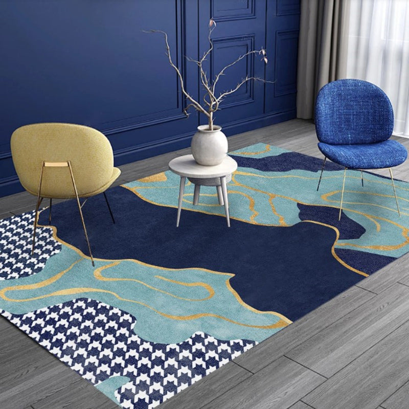 Novelty Living Room Rug Morandi Color Geometric Carpet Polypropylene Easy Care Pet Friendly Rug Dark Blue Clearhalo 'Area Rug' 'Rug' 2242232