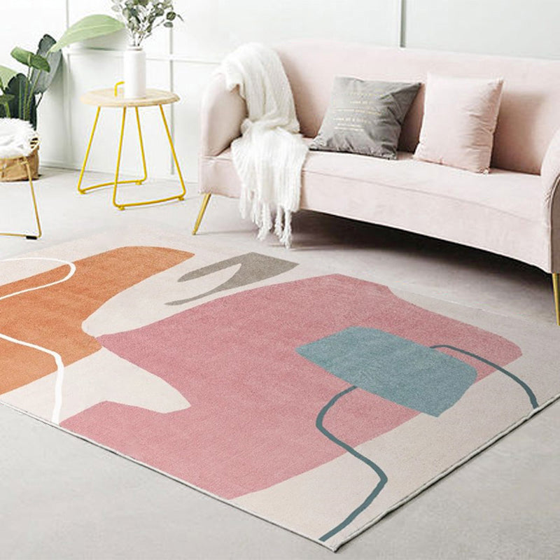 Novelty Living Room Rug Morandi Color Geometric Carpet Polypropylene Easy Care Pet Friendly Rug Pink Clearhalo 'Area Rug' 'Rug' 2242234