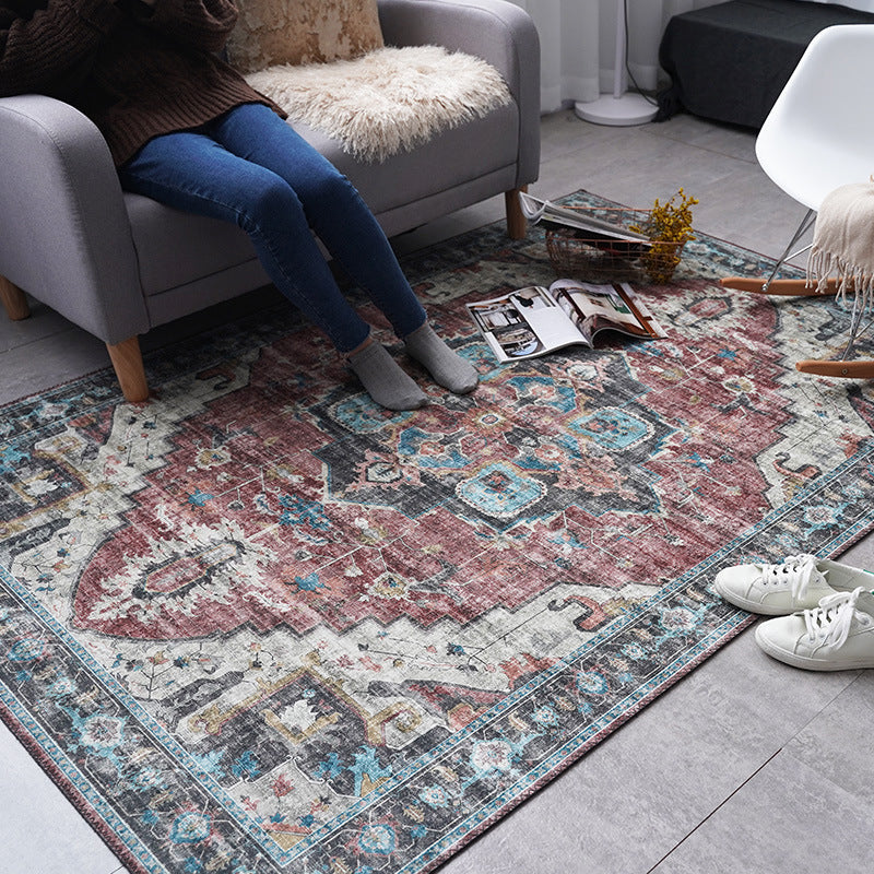 Retro Floral Print Rug Multi-Colored Rustic Area Rug Polypropylene Easy Care Non-Slip Backing Carpet for Room Clearhalo 'Area Rug' 'Rugs' 'Shabby Chic' Rug' 2242327
