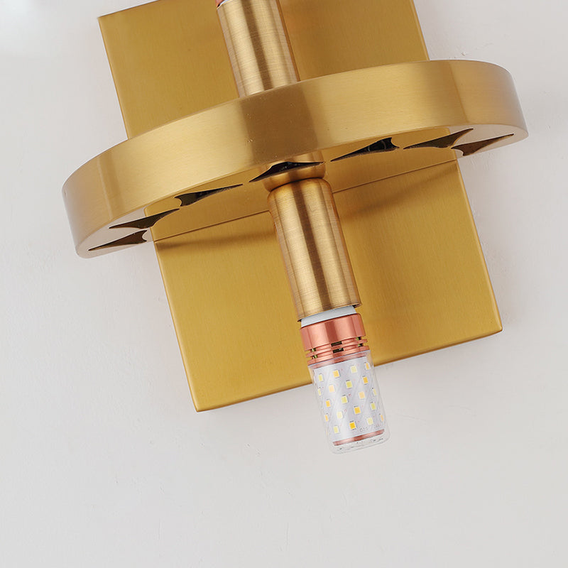 Clear Crystal Prism Wall Sconce Lamp Modernist Style 2 Lights Brass Finish Wall Lighting for Corridor Clearhalo 'Modern wall lights' 'Modern' 'Wall Lamps & Sconces' 'Wall Lights' Lighting' 224252