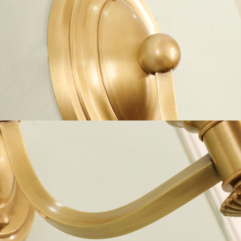 Brass Bell Wall Mounted Light Traditional White Glass Shade 1/2-Light Bedroom Wall Sconce with Metal Curvy Arm Clearhalo 'Wall Lamps & Sconces' 'Wall Lights' Lighting' 224258