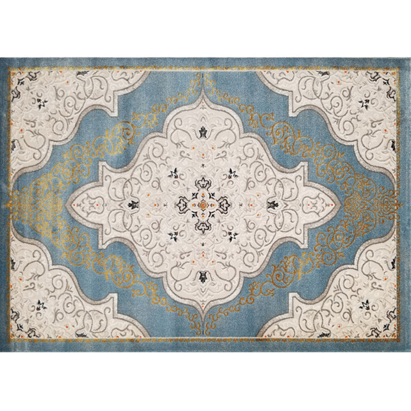 Vintage Living Room Rug Multi-Color Polypropylene Area Carpet Pet Friendly Machine Washable Rug Light Blue-Yellow Clearhalo 'Area Rug' 'Rugs' 'Shabby Chic' Rug' 2242839