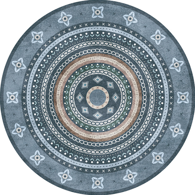 Multi Colored Moroccan Rug Polypropylene Tribal Print Carpet Non-Slip Backing Pet Friendly Indoor Rug for Bedroom Gray Blue Clearhalo 'Area Rug' 'Moroccan' 'Rugs' Rug' 2242884