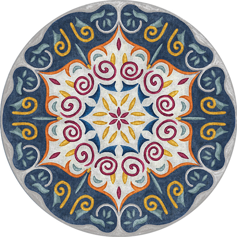 Ethnic Living Room Rug Multi-Color Tribal Pattern Carpet Synthetic Non-Slip Backing Easy Care Indoor Rug Dark Blue Clearhalo 'Area Rug' 'Moroccan' 'Rugs' Rug' 2242916