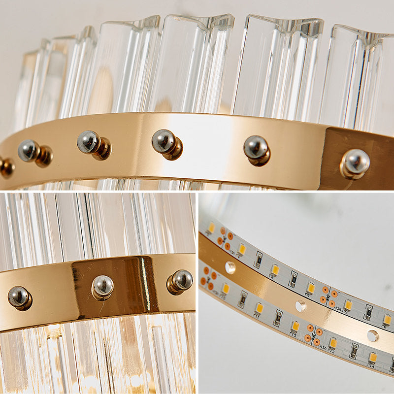 Clear Crystal Round Wall Mount Lighting Contemporary Style LED Gold Finish Wall Lamp for Bedroom Clearhalo 'Modern wall lights' 'Modern' 'Wall Lamps & Sconces' 'Wall Lights' Lighting' 224432