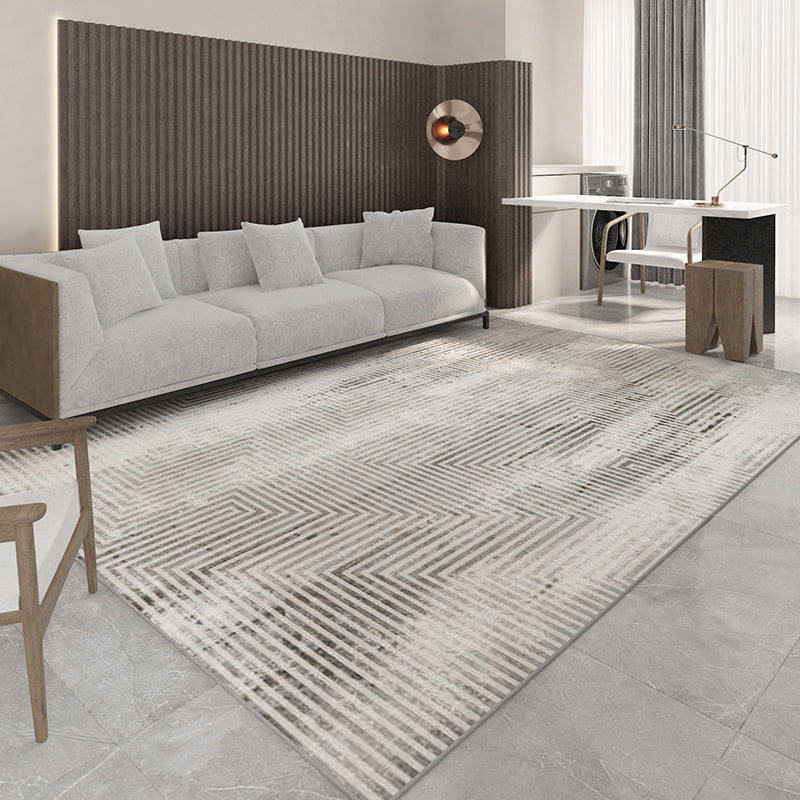 Modern Living Room Rug Multi Color Striped Pattern Carpet Synthetics Easy Care Pet Friendly Indoor Rug Light Gray Clearhalo 'Area Rug' 'Rug' 2244454