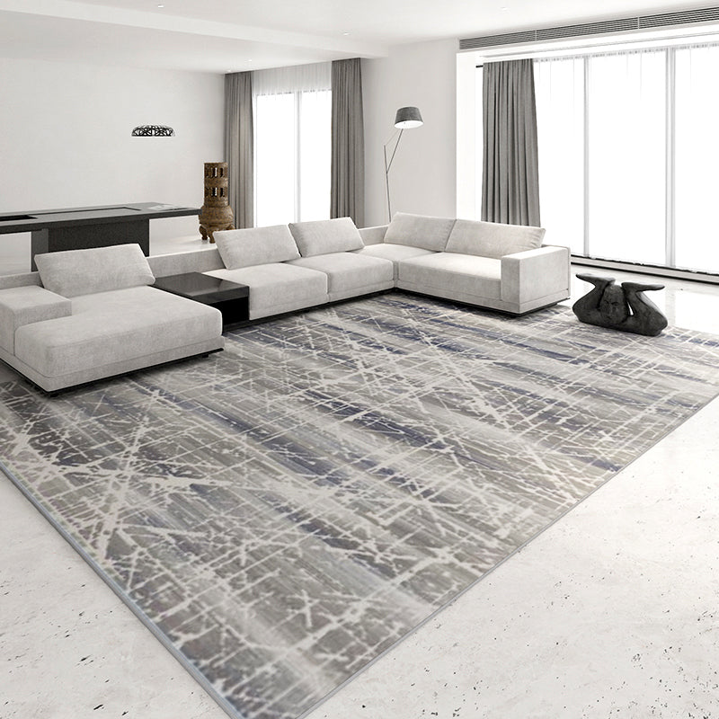 Modern Living Room Rug Multi Color Striped Pattern Carpet Synthetics Easy Care Pet Friendly Indoor Rug Silver Gray Clearhalo 'Area Rug' 'Rug' 2244456