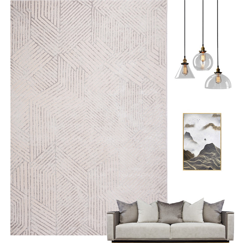 Nordic Stripe Printed Rug Multi Color Polyster Area Carpet Pet Friendly Stain-Resistant Easy Care Rug for Parlor Light Gray-White Clearhalo 'Area Rug' 'Rug' 2244458