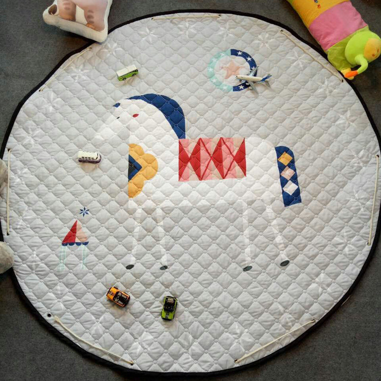 Creative Cartoon Pattern Rug Multi Color Synthetics Carpet Anti-Slip Backing Pet Friendly Rug for Kids Room White 4'11" x 4'11" Clearhalo 'Area Rug' 'Rug' 2244643