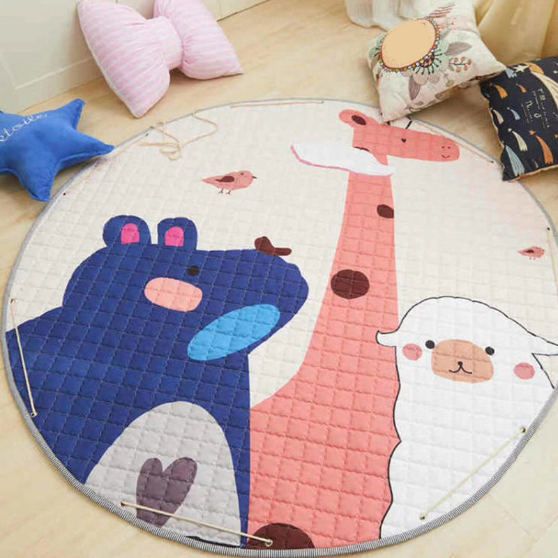 Creative Cartoon Pattern Rug Multi Color Synthetics Carpet Anti-Slip Backing Pet Friendly Rug for Kids Room Dark Blue 4'11" x 4'11" Clearhalo 'Area Rug' 'Rug' 2244645