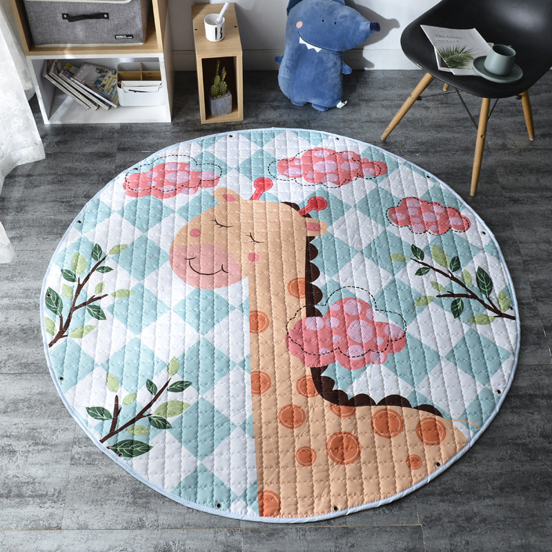Creative Cartoon Pattern Rug Multi Color Synthetics Carpet Anti-Slip Backing Pet Friendly Rug for Kids Room Yellow 4'11" x 4'11" Clearhalo 'Area Rug' 'Rug' 2244652