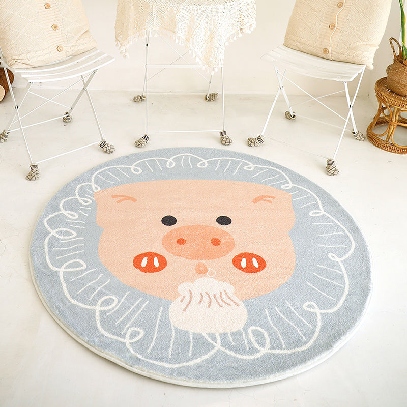 Casual Cartoon Print Rug Multi Colored Polypropylene Area Rug Non-Slip Machine Washable Carpet for Bedroom Gray-Blue Clearhalo 'Area Rug' 'Rug' 2244801