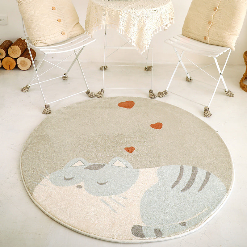 Casual Cartoon Print Rug Multi Colored Polypropylene Area Rug Non-Slip Machine Washable Carpet for Bedroom Khaki Clearhalo 'Area Rug' 'Rug' 2244804