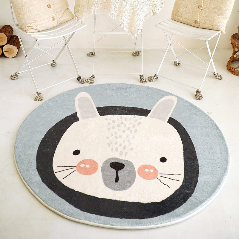 Casual Cartoon Print Rug Multi Colored Polypropylene Area Rug Non-Slip Machine Washable Carpet for Bedroom Black-White Clearhalo 'Area Rug' 'Rug' 2244806