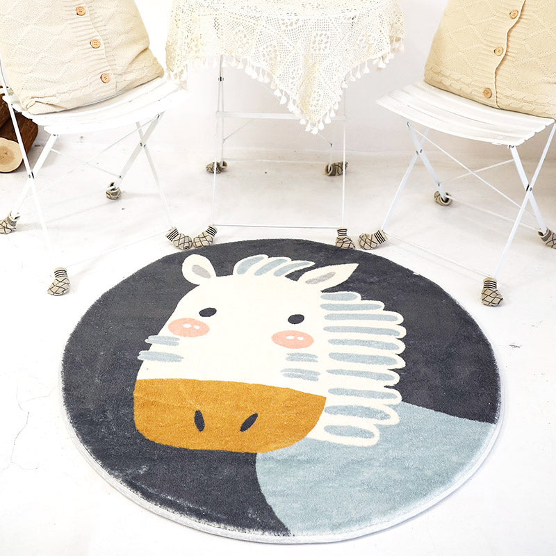 Casual Cartoon Print Rug Multi Colored Polypropylene Area Rug Non-Slip Machine Washable Carpet for Bedroom Black Clearhalo 'Area Rug' 'Rug' 2244807
