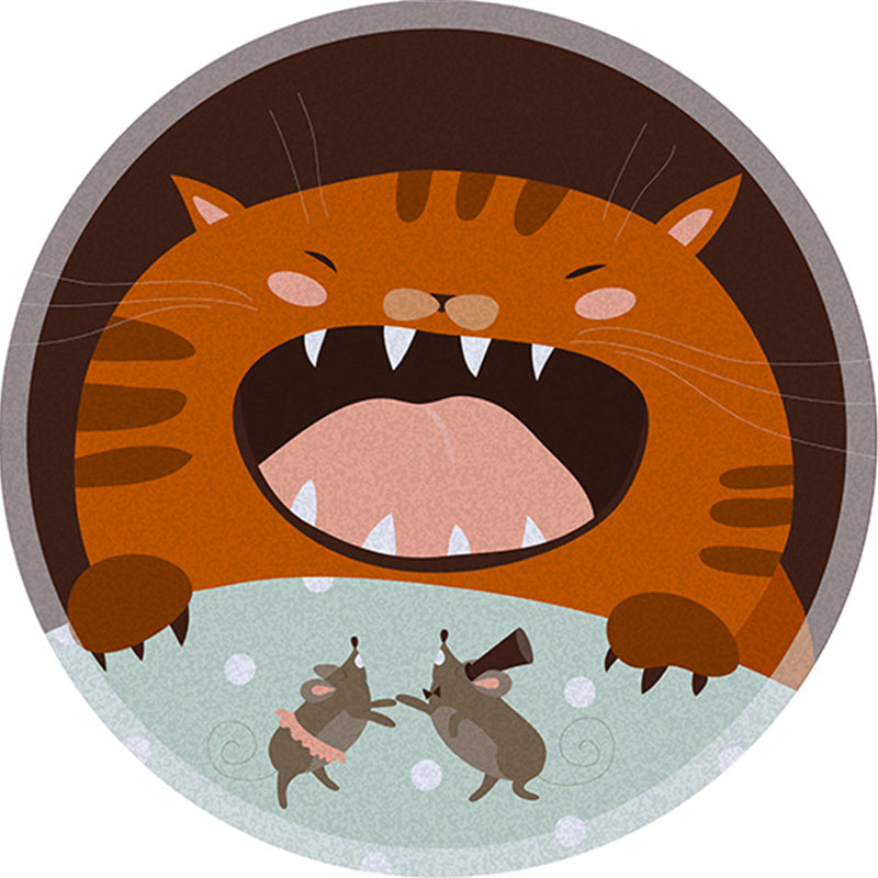 Simple Decoration Rug Multi Color Cartoon Area Rug Polyster Pet Friendly Non-Slip Backing Carpet Orange Red Clearhalo 'Area Rug' 'Rug' 2244858