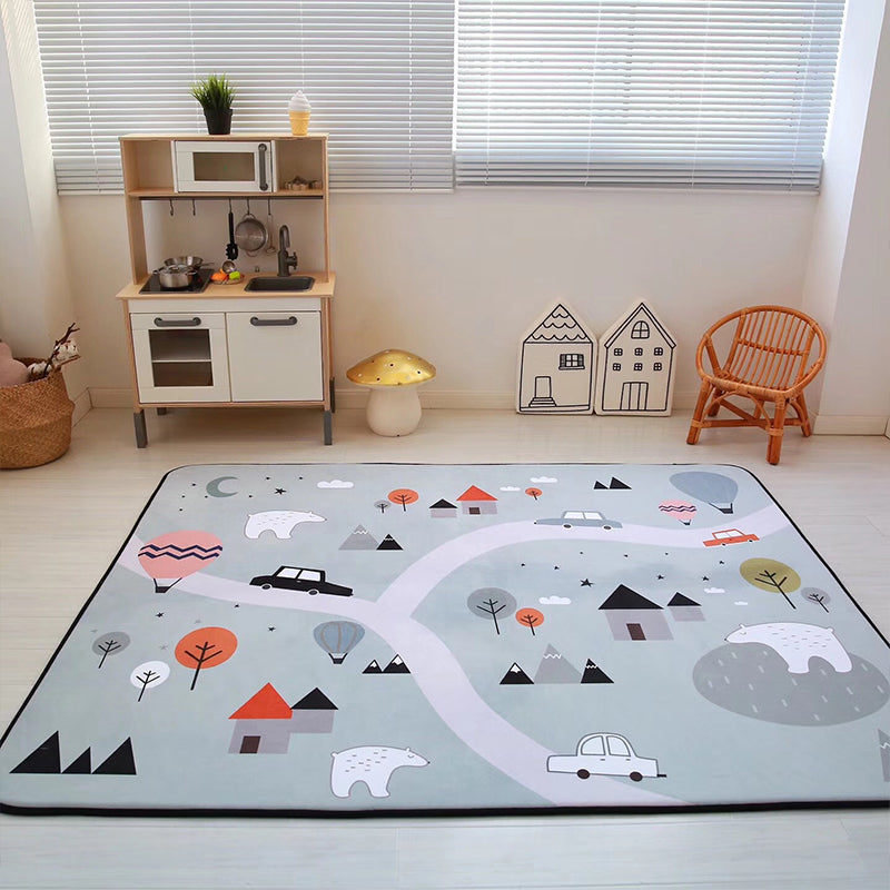 Multicolor Decoration Rug Creative Cartoon Print Carpet Polyster Non-Slip Backing Easy Care Rug Yellow-Red 4'11" x 6'3" Clearhalo 'Area Rug' 'Rug' 2244962