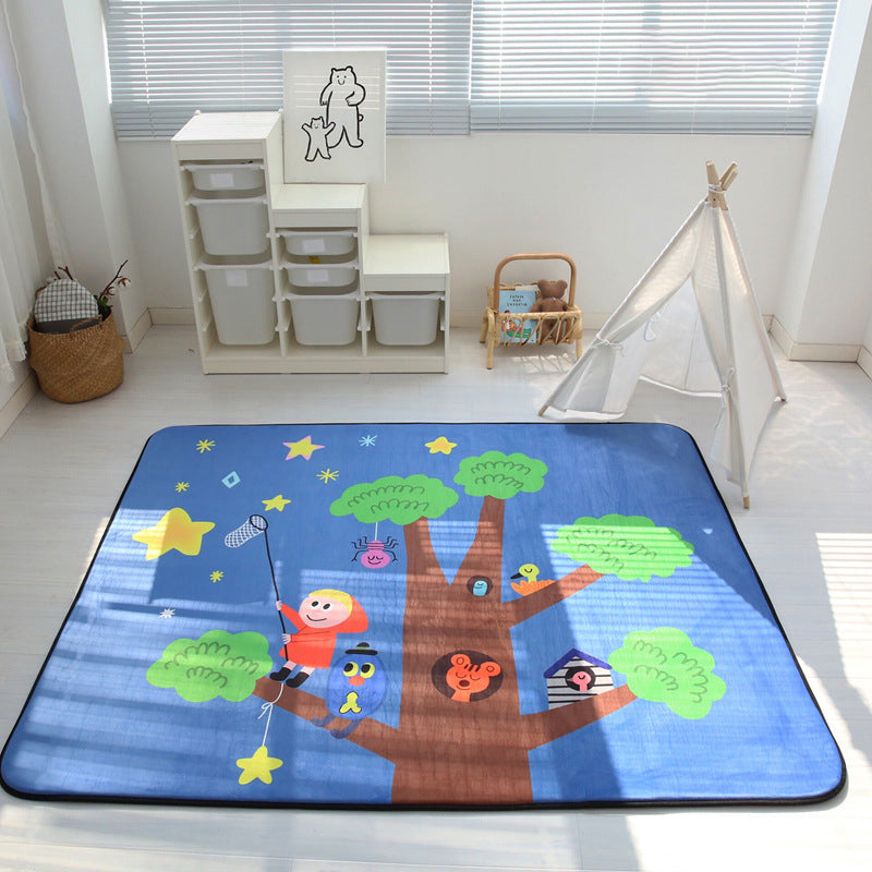 Multicolor Decoration Rug Creative Cartoon Print Carpet Polyster Non-Slip Backing Easy Care Rug Dark Blue 4'11" x 6'3" Clearhalo 'Area Rug' 'Rug' 2244963