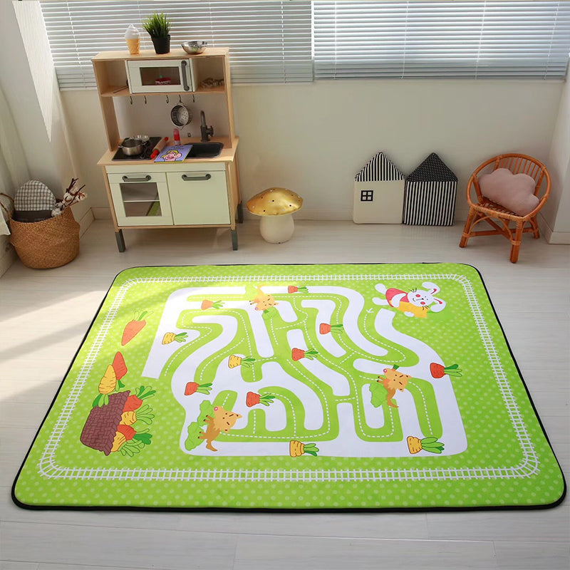 Multicolor Decoration Rug Creative Cartoon Print Carpet Polyster Non-Slip Backing Easy Care Rug Green 4'11" x 6'3" Clearhalo 'Area Rug' 'Rug' 2244965