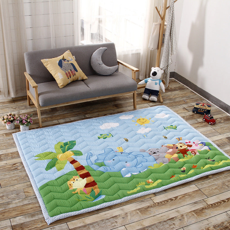 Classic Kids Room Rug Multi Colored Cartoon Print Carpet Polypropylene Easy Care Machine Washable Rug Blue 4'9" x 6'5" Clearhalo 'Area Rug' 'Rug' 2244969
