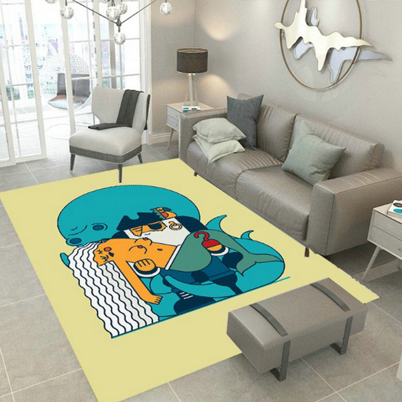 Designer Room Decor Rug Multi Color Fairy Tale Print Carpet Polyster Non-Slip Backing Pet Friendly Rug Blue Clearhalo 'Area Rug' 'Rug' 2244976