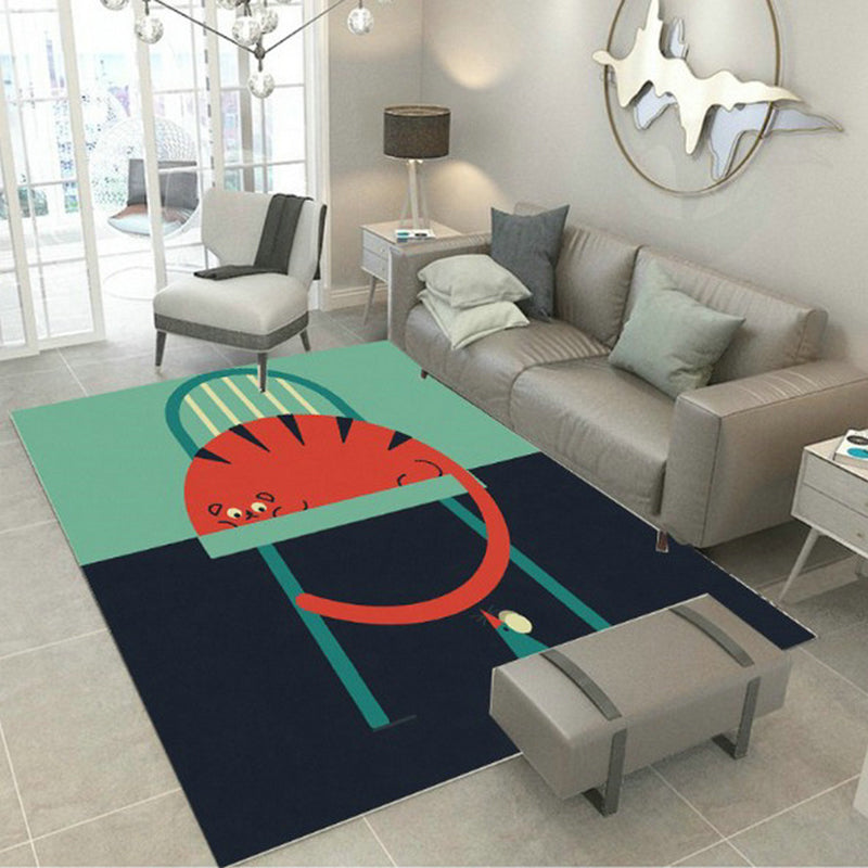 Designer Room Decor Rug Multi Color Fairy Tale Print Carpet Polyster Non-Slip Backing Pet Friendly Rug Black Clearhalo 'Area Rug' 'Rug' 2244981