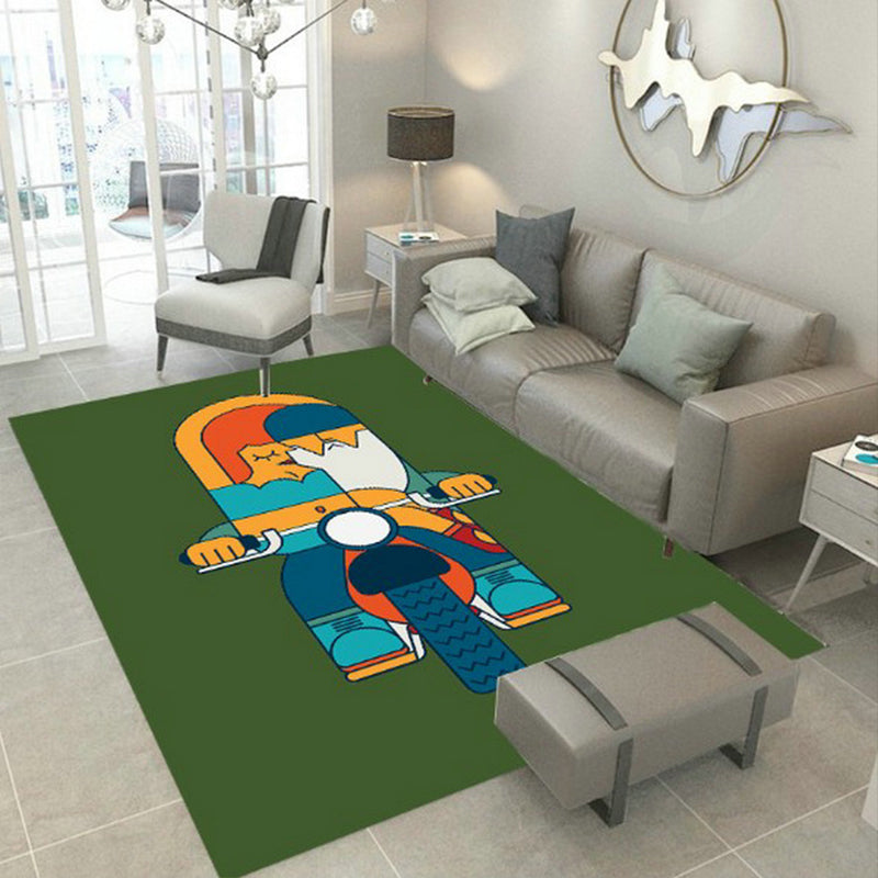 Designer Room Decor Rug Multi Color Fairy Tale Print Carpet Polyster Non-Slip Backing Pet Friendly Rug Army Green Clearhalo 'Area Rug' 'Rug' 2244984