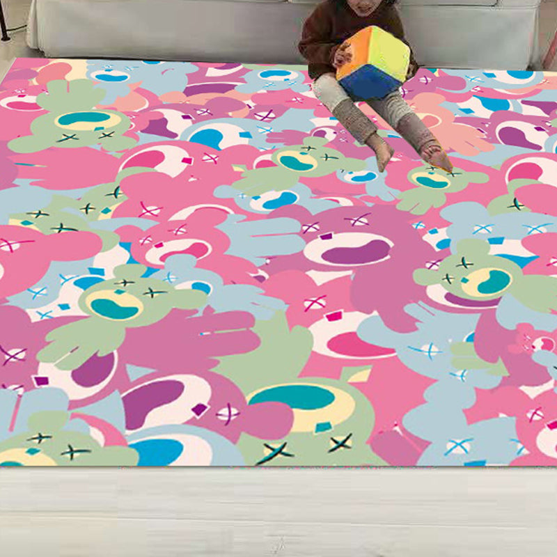 Cute Childrens Room Rug Multi Colored Cartoon Print Carpet Synthetics Anti-Slip Backing Easy Care Rug Purple-Pink Clearhalo 'Area Rug' 'Rug' 2244990