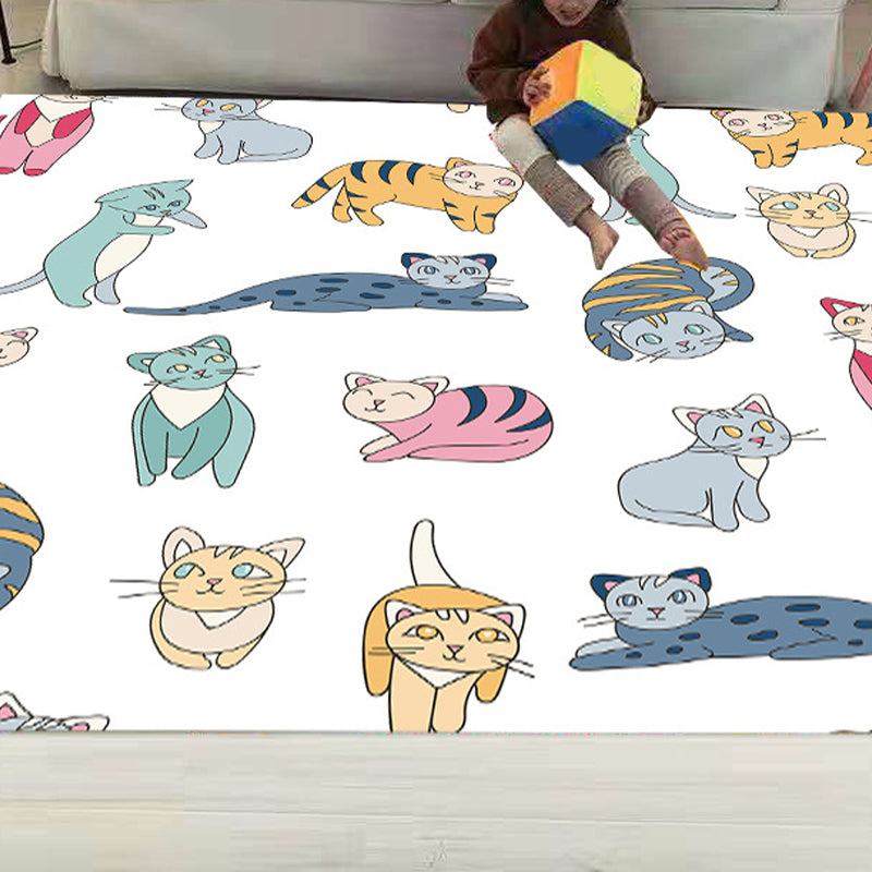 Cute Childrens Room Rug Multi Colored Cartoon Print Carpet Synthetics Anti-Slip Backing Easy Care Rug White Clearhalo 'Area Rug' 'Rug' 2244993