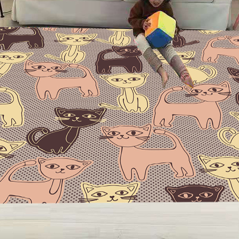 Cute Childrens Room Rug Multi Colored Cartoon Print Carpet Synthetics Anti-Slip Backing Easy Care Rug Khaki Clearhalo 'Area Rug' 'Rug' 2244995
