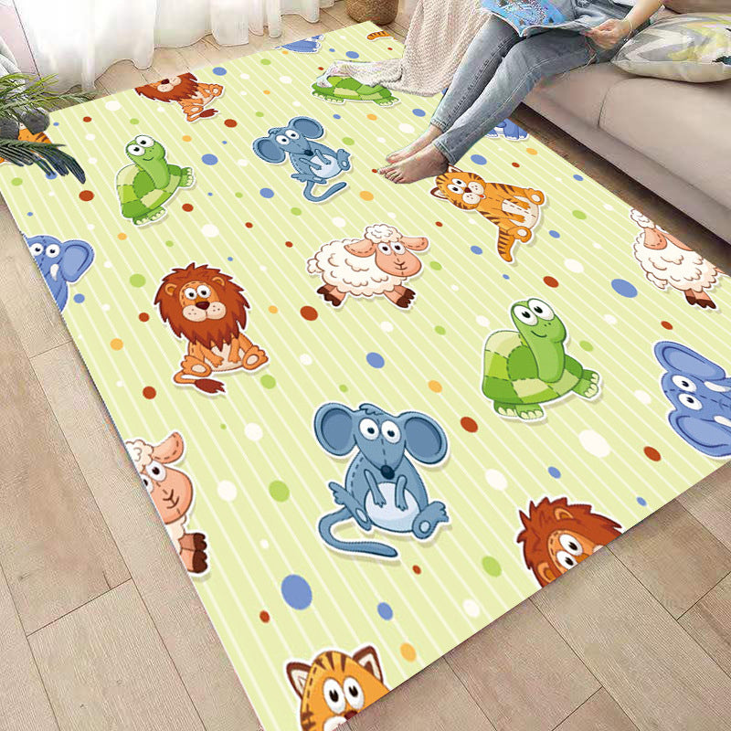 Cute Childrens Room Rug Multi Colored Cartoon Print Carpet Synthetics Anti-Slip Backing Easy Care Rug Light Yellow Clearhalo 'Area Rug' 'Rug' 2244999